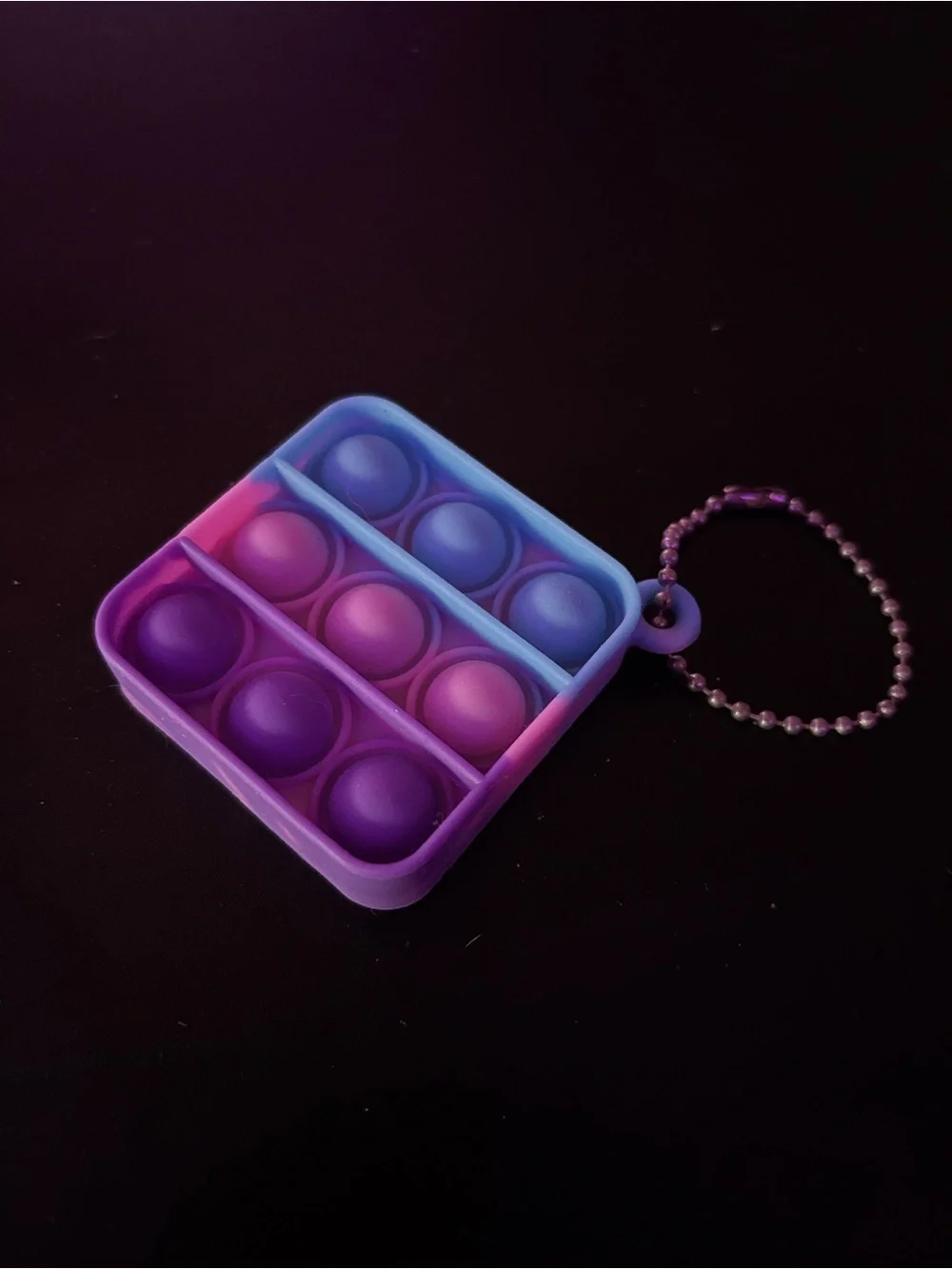 Mini Pop It Fidget Keychain Purple Pink Blue ombré Silicone Sensory Toy
